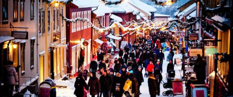 Christmas shopping Roros Trondelag Norway