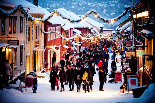 Christmas shopping Roros Trondelag Norway